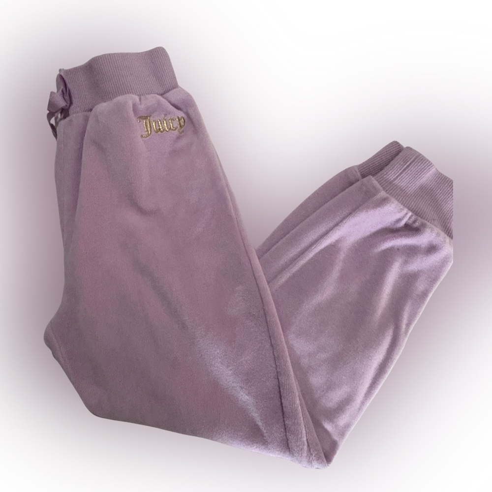 JUICY COUTURE Sweatpants Lilac Velour Jogger Pants Cuffed Hem Toddler SZ 5